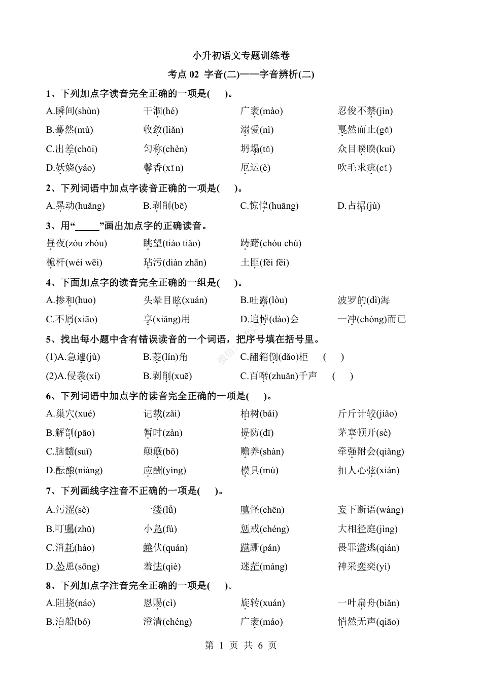 小升初语文-考点02 字音辨析(二).pdf