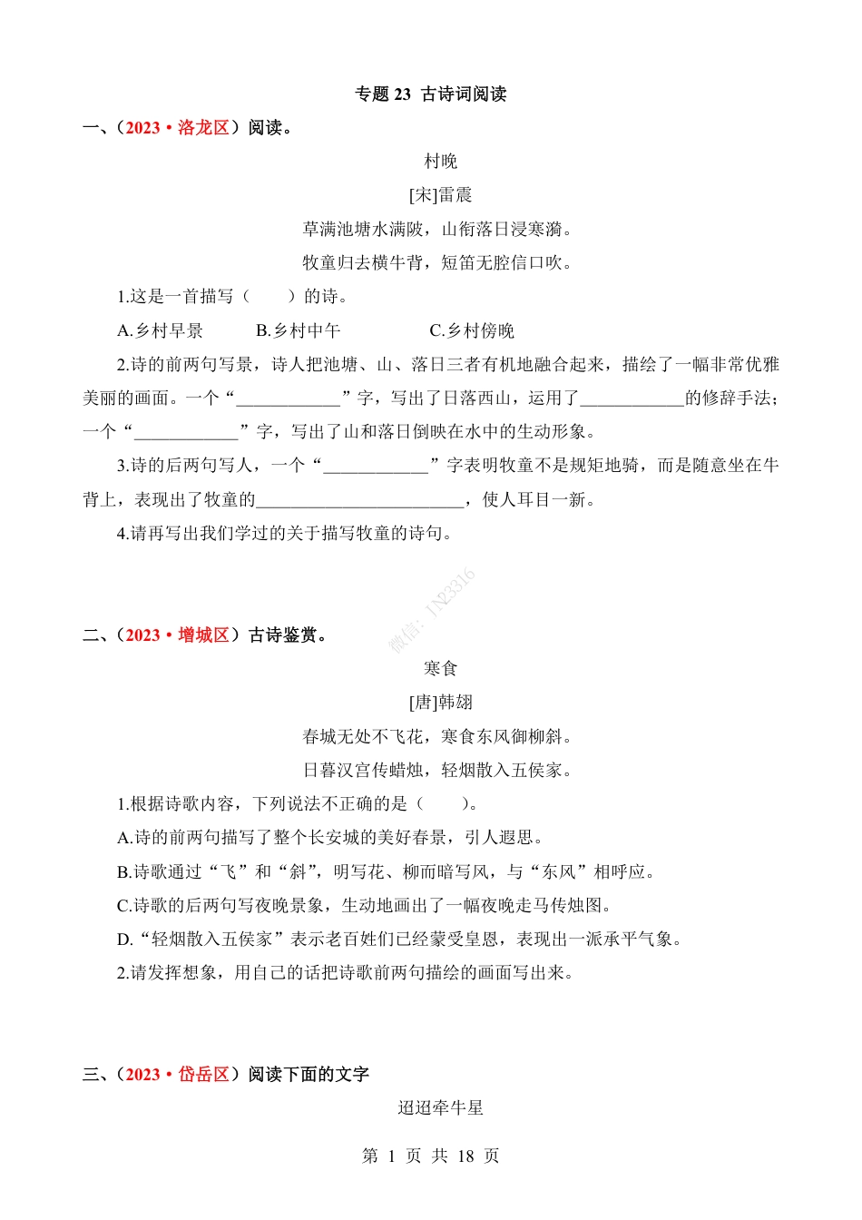 小升初语文-专题23 古诗词阅读.pdf