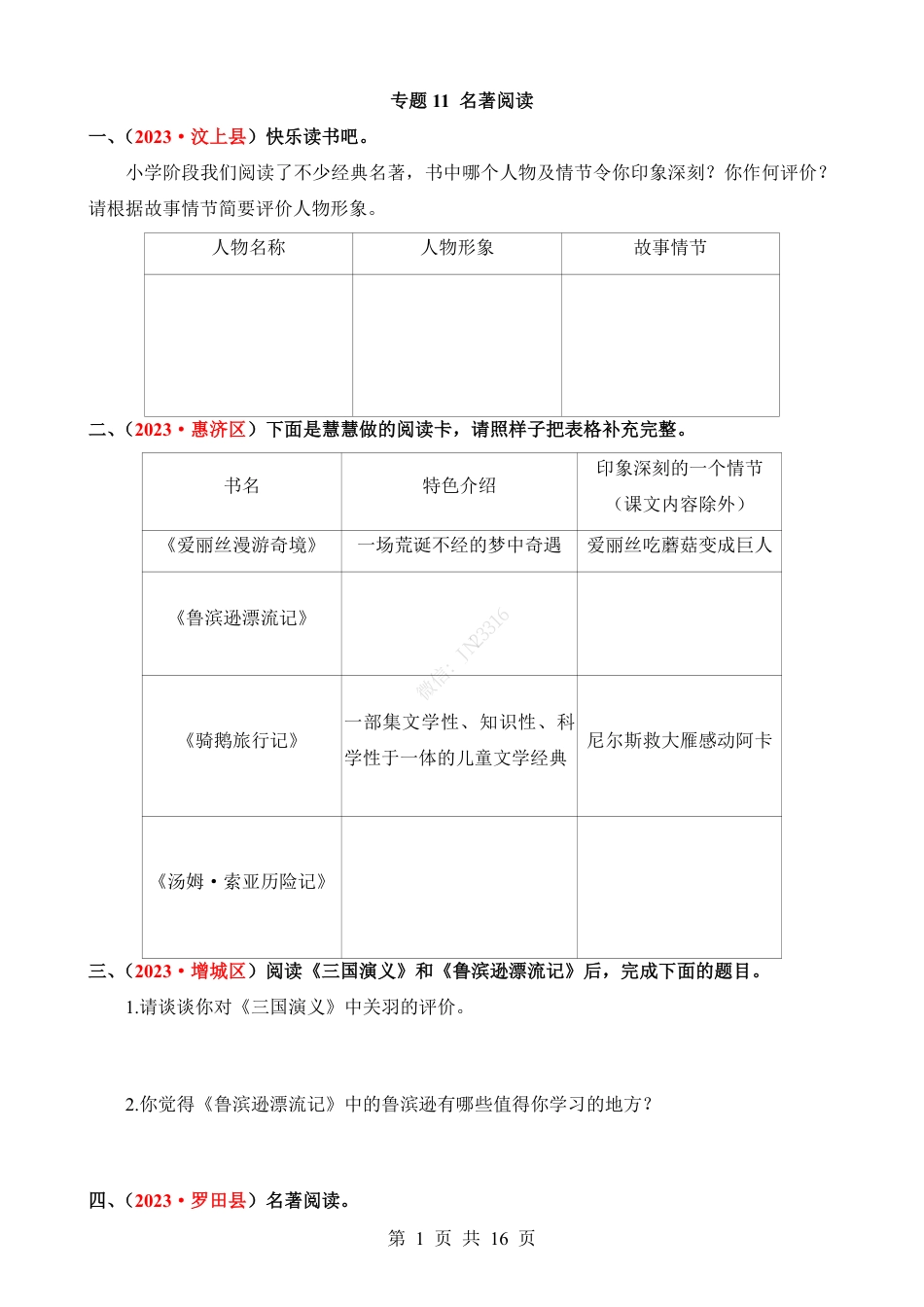 小升初语文-专题11 名著阅读.pdf