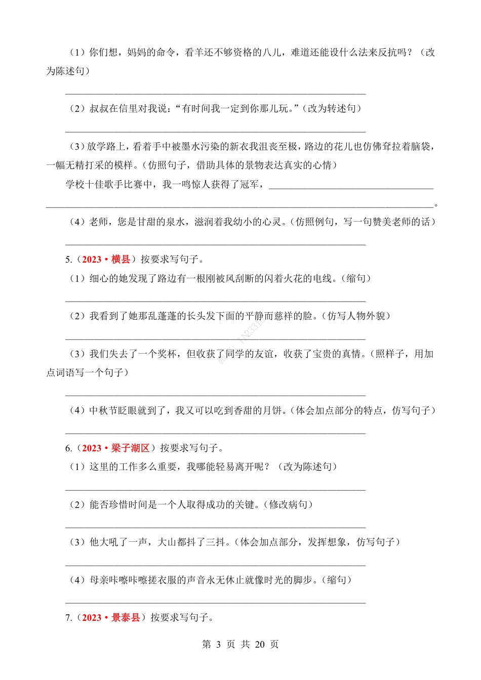 小升初语文-专题07 句子综合练习（扩句、缩句、改写、仿写、句式判断与转换）.pdf