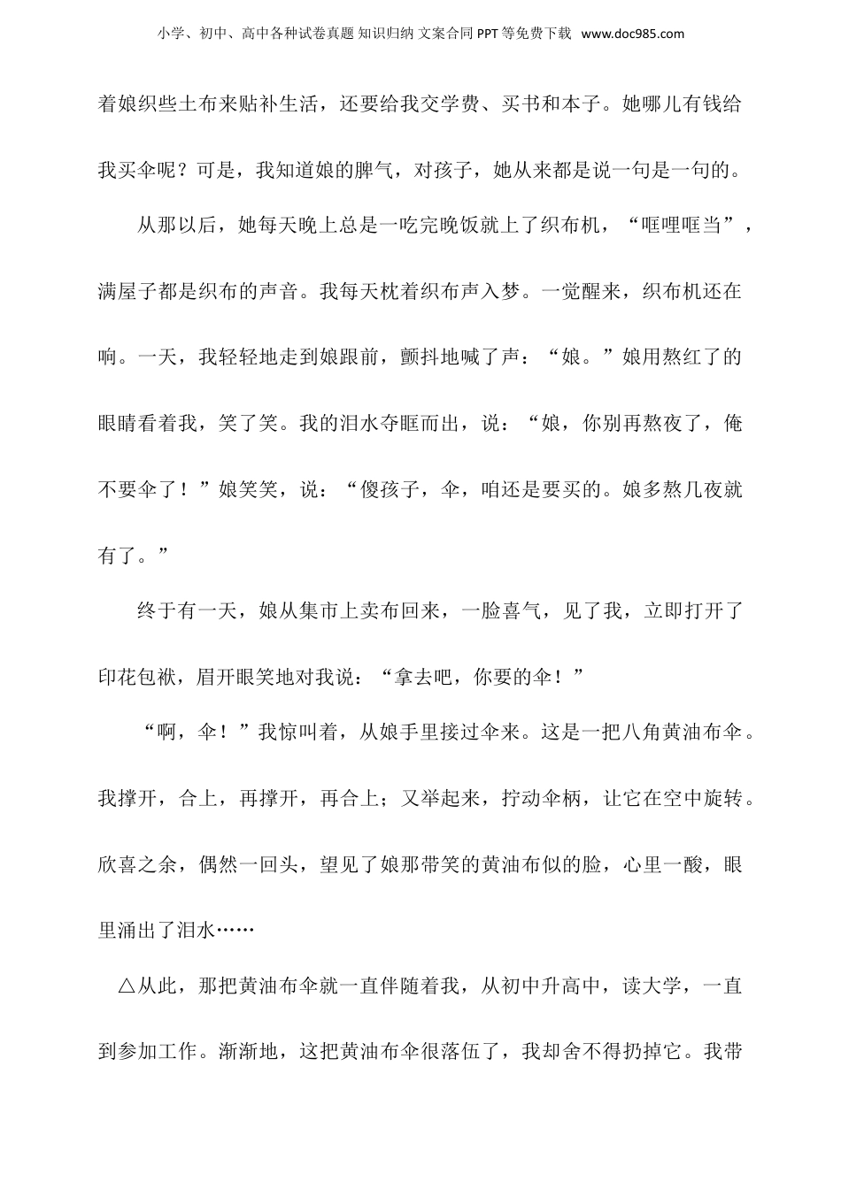 人教统编版小升初语文总复习专题十六·阅读之分段与归纳段意同步练习（含答案）.doc