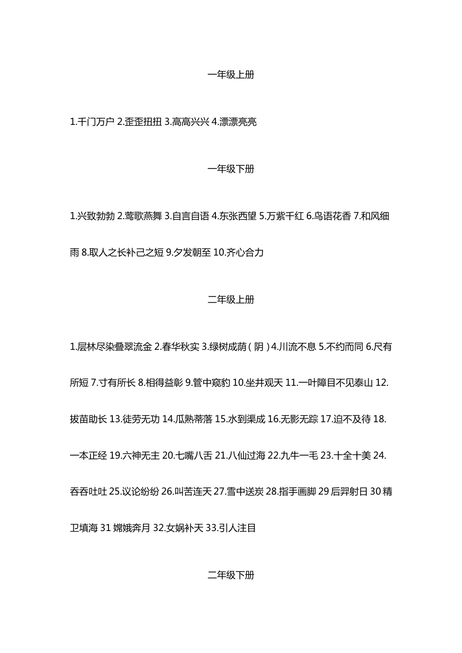 小学1-6年级各个年级必须知道的成语汇总.pdf
