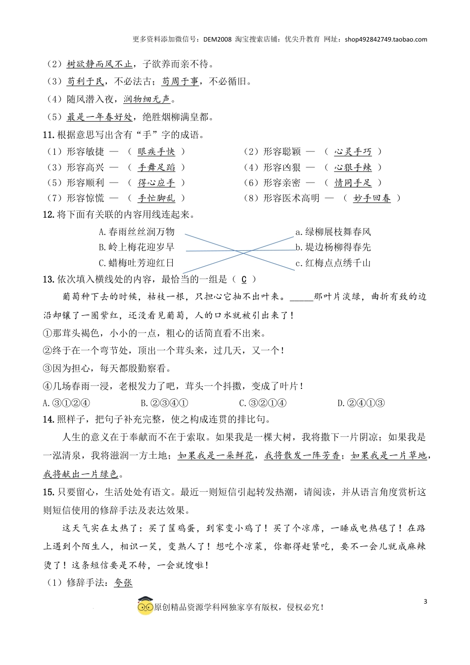 语文小升初模拟冲刺试卷（六） - 2024-2025学年语文小升初模拟演练冲刺试卷  A4版 教师版.docx