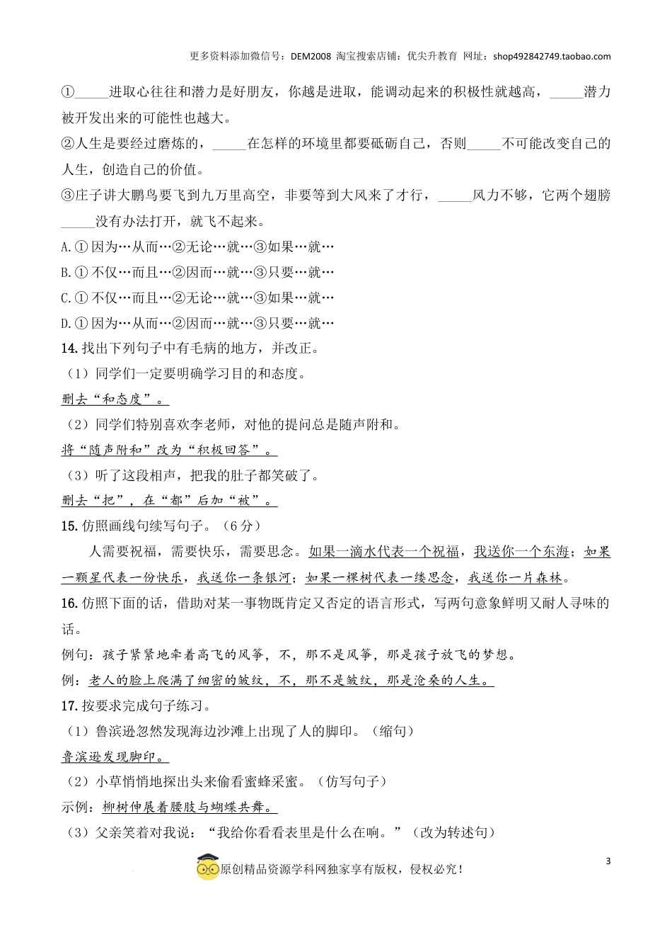 语文小升初模拟冲刺试卷（一） - 2024-2025学年语文小升初模拟演练冲刺试卷  A4版 教师版.docx