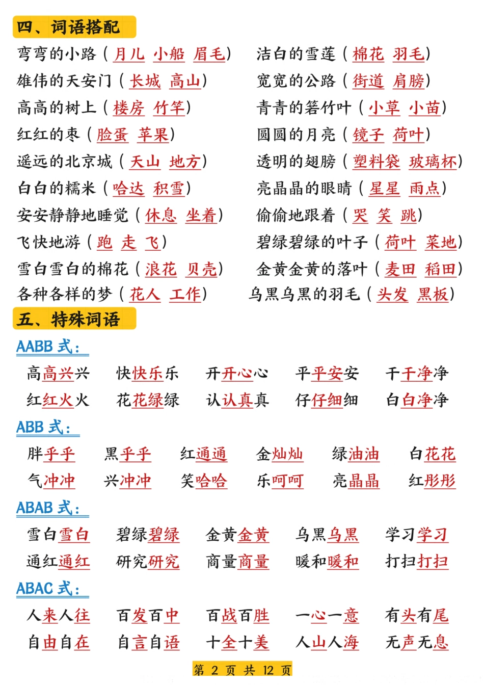 【25新一下语文期中复习高频考点知识汇总（12页）.pdf