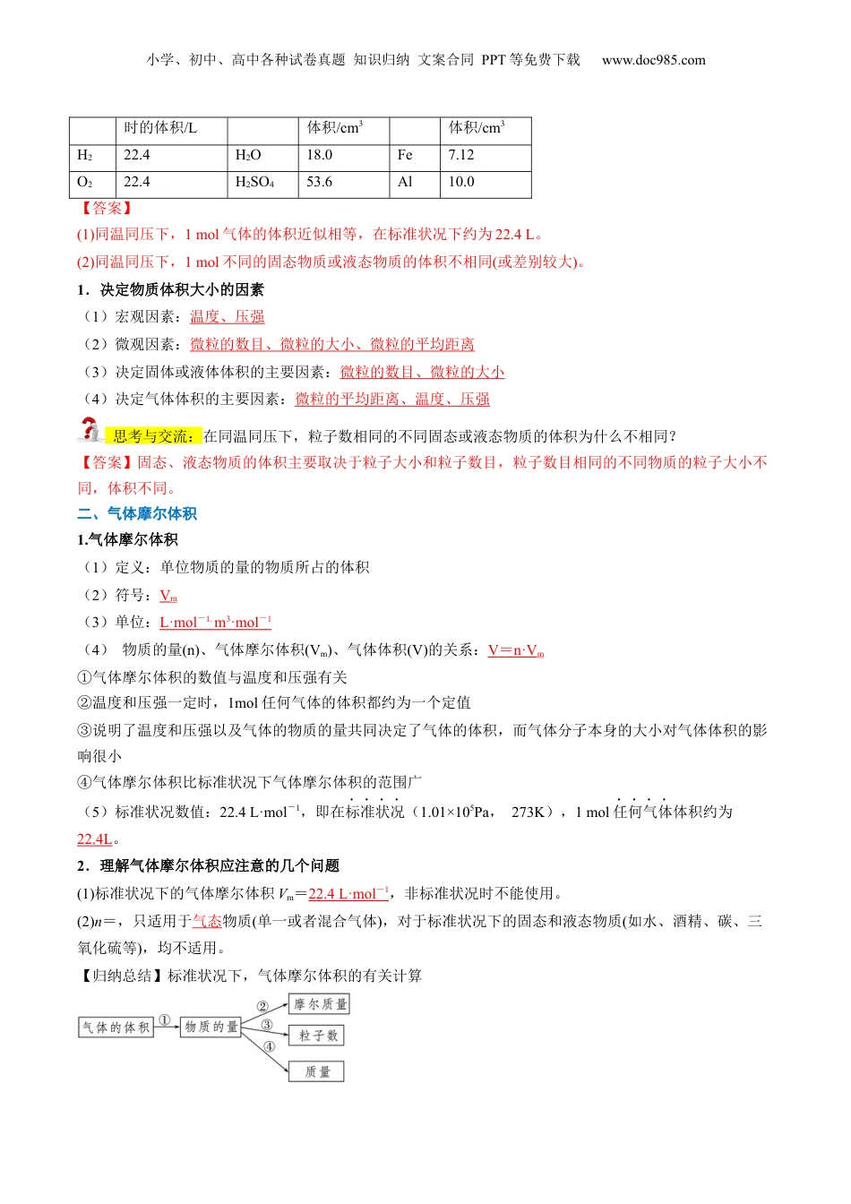第11讲 气体摩尔体积（教师版）-新高一化学暑假精品讲义（人教版）.docx