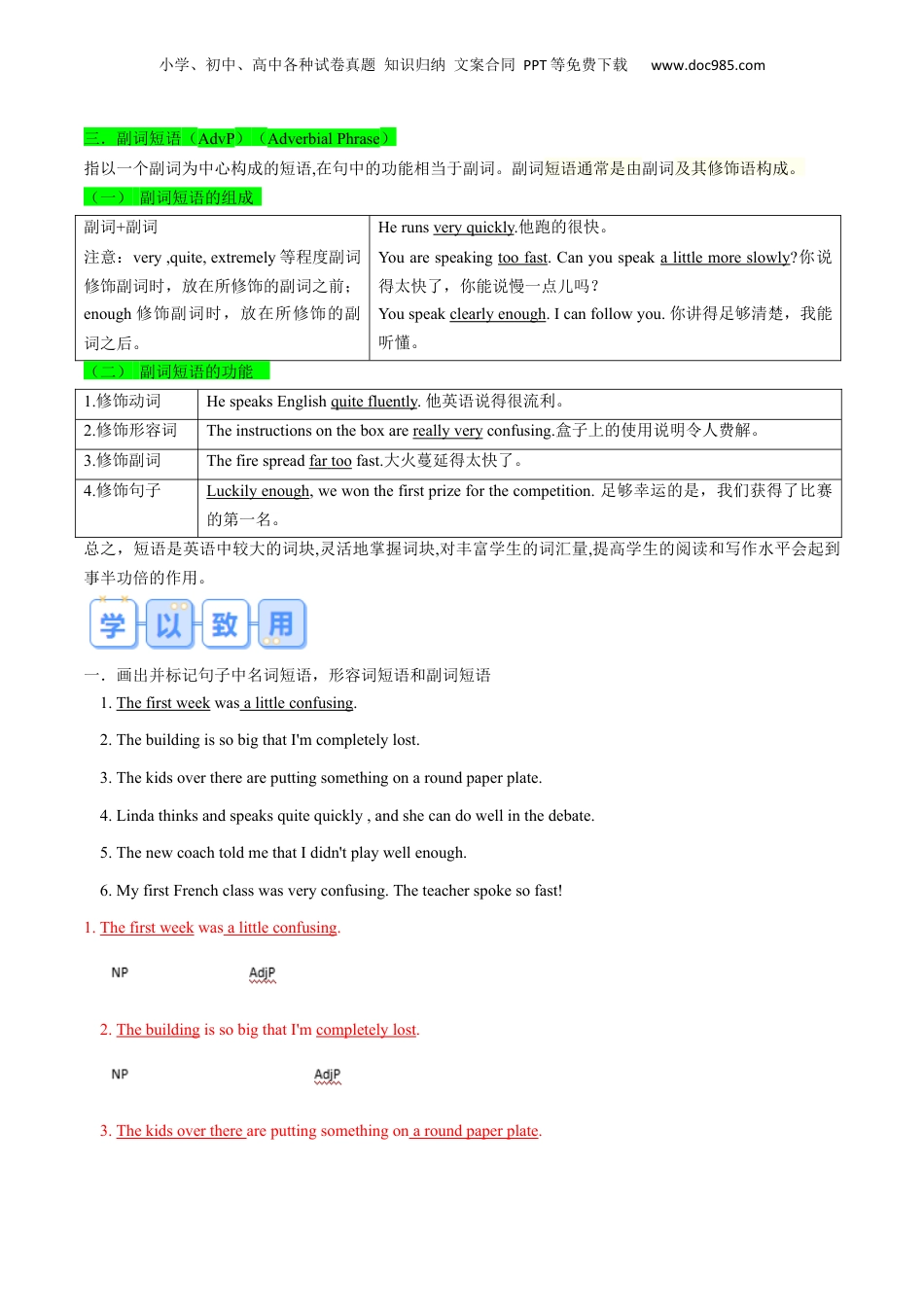 第2部分-预习-专题14 UNIT1 TEENAGE LIFE（语法”名词短语、形容词短语、副词短语“、建议信写作）（教师版）-新高一英语暑假讲义（人教版）.docx