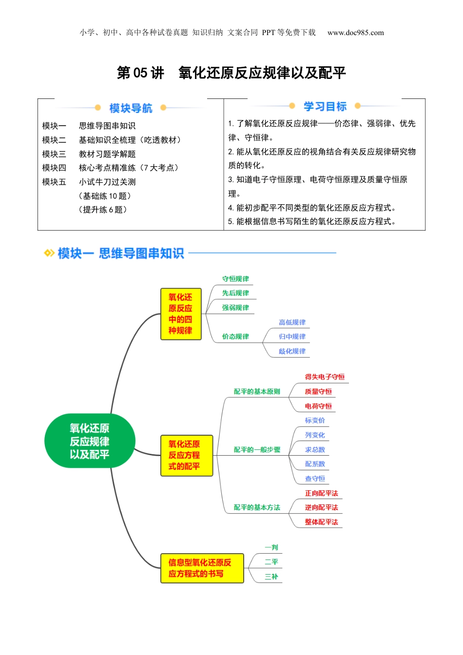 第05讲 氧化还原反应规律以及配平（教师版）-新高一化学暑假精品讲义（人教版）.docx