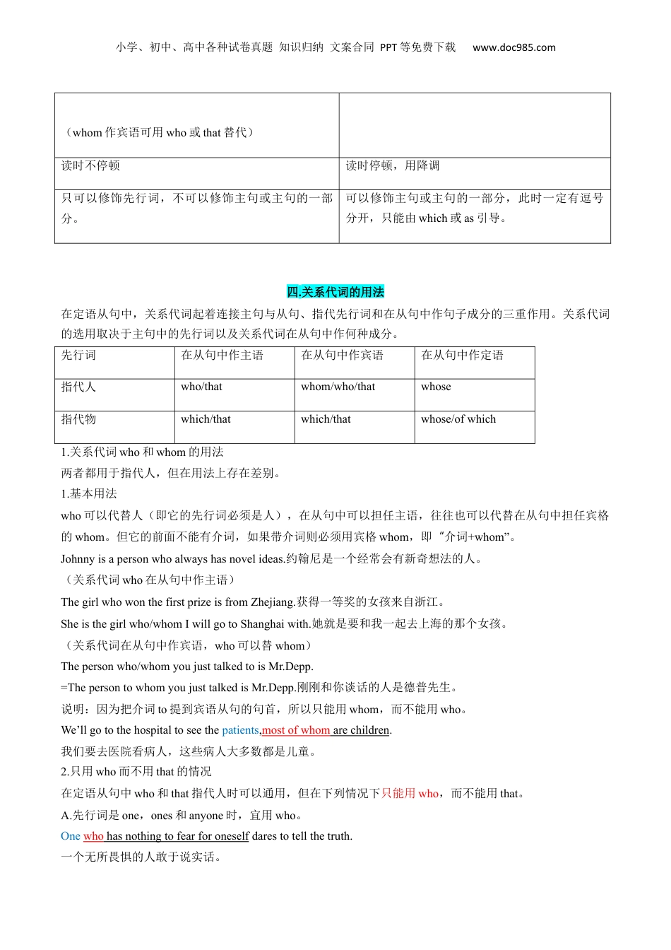 第1部分-复习-专题05 定语从句（教师版）-新高一英语暑假讲义（人教版）.docx