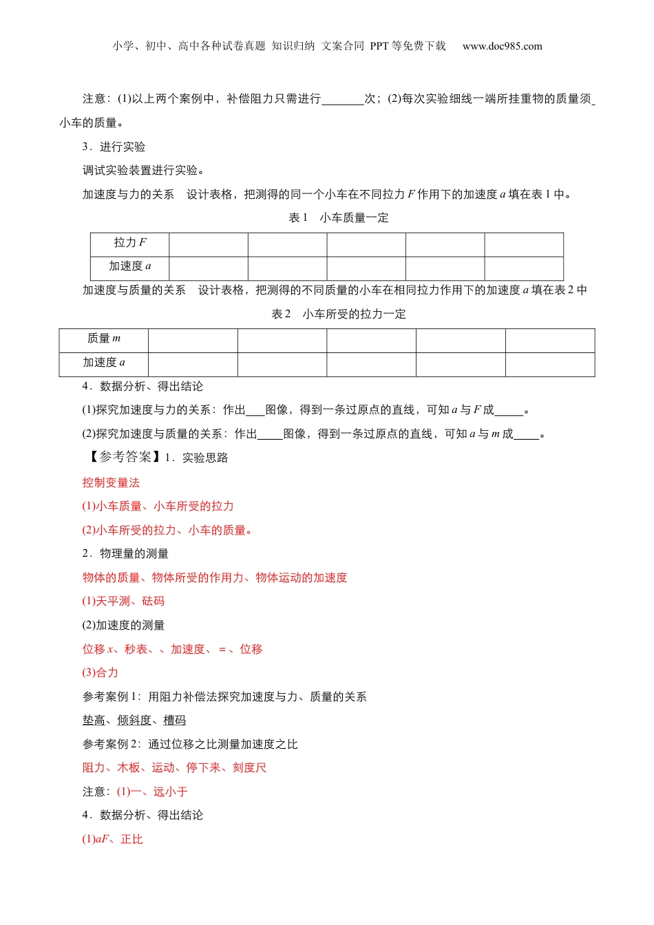 第1部分-暑假预习-第15讲 实验：探案加速度与力、质量的关系（学生版）-新高一物理暑假讲义（人教版）.docx