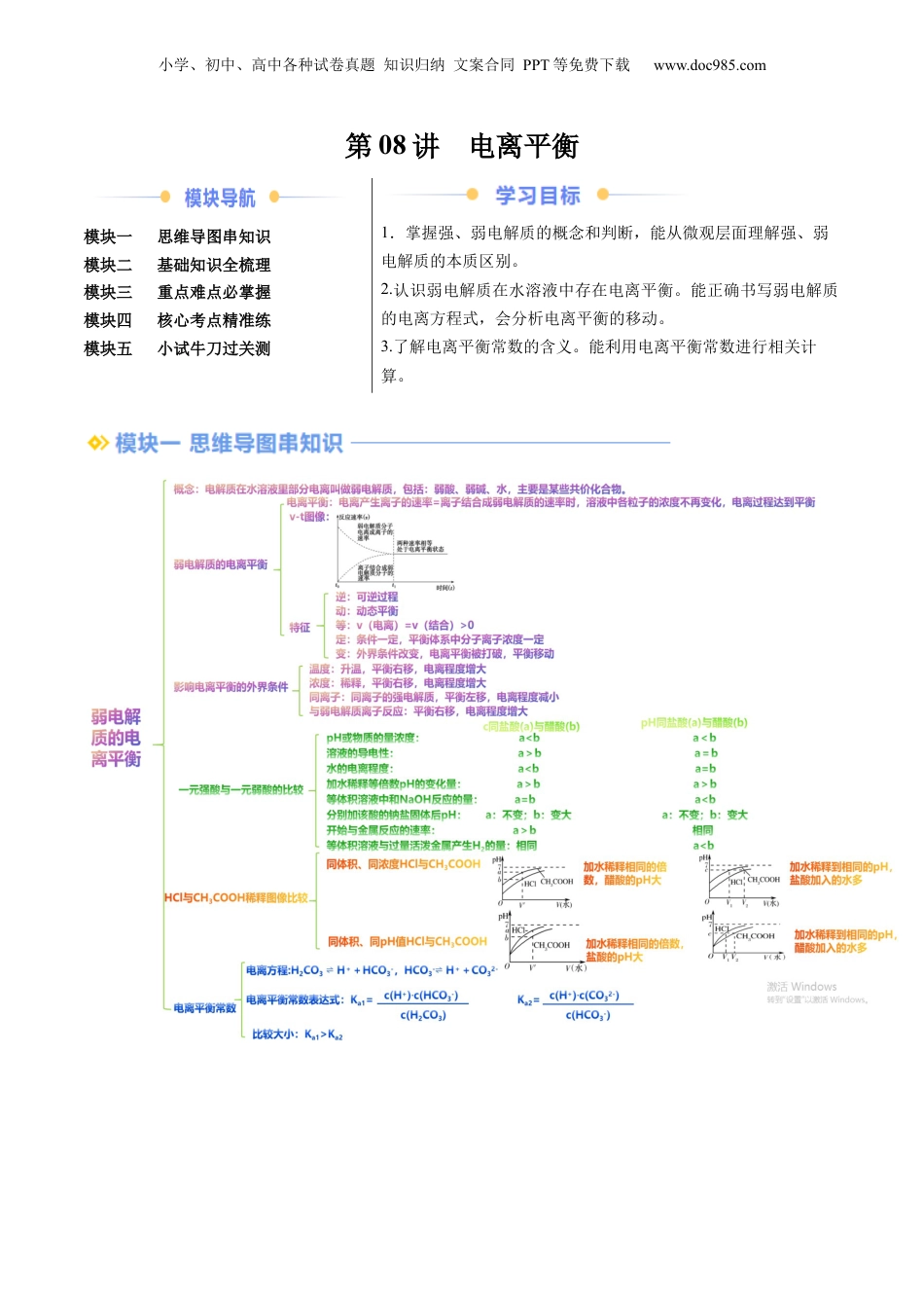 【暑假衔接】新高二化学暑假精品课第2部分-预习-第08讲 电离平衡（教师版）-新高二化学暑假精品讲义（人教版）.docx