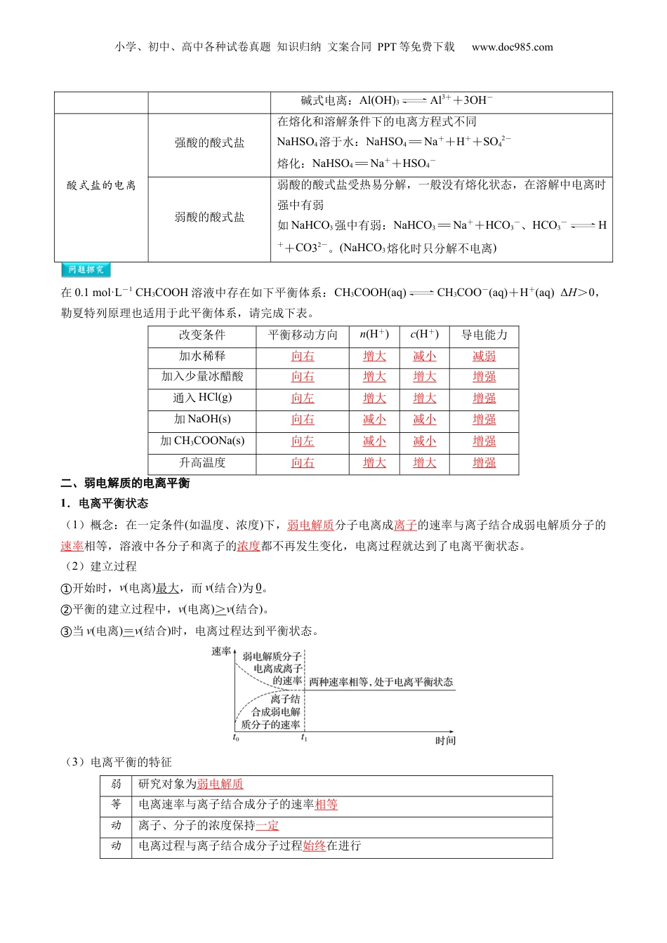 【暑假衔接】新高二化学暑假精品课第2部分-预习-第08讲 电离平衡（教师版）-新高二化学暑假精品讲义（人教版）.docx