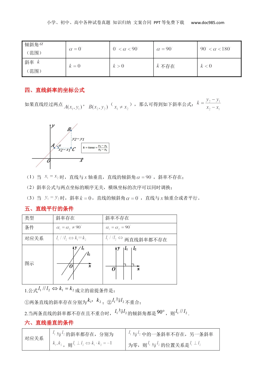 新高二数学暑假衔接第2部分-预习-第05讲 直线倾斜角与斜率和两条直线平行、垂直的判定（教师版）-新高二数学暑假讲义（人教A版）.docx