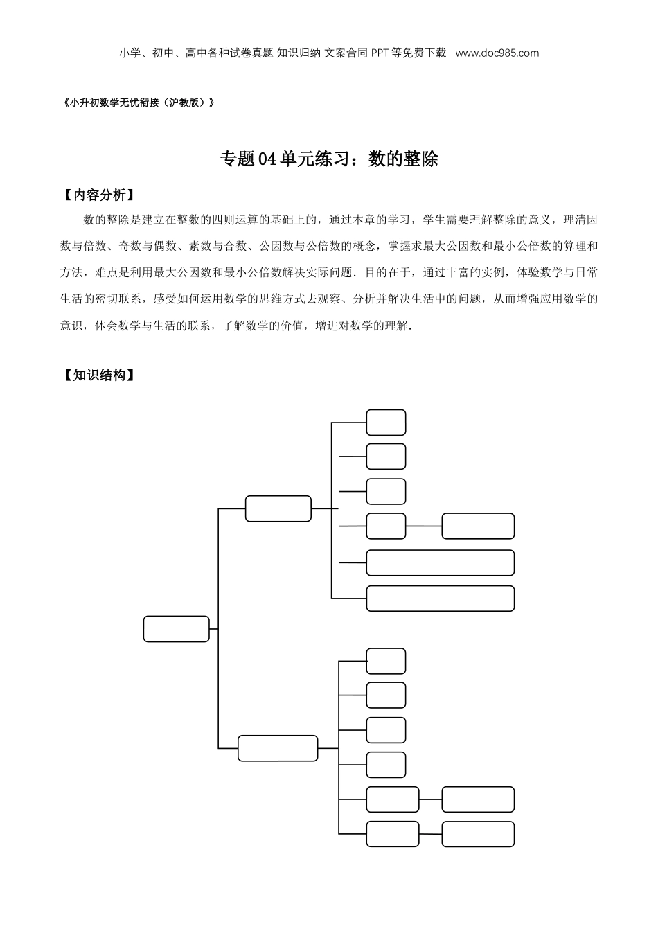 初中数学沪教版暑假衔接（小升初）专题04 单元练习：数的整除（解析版）.docx