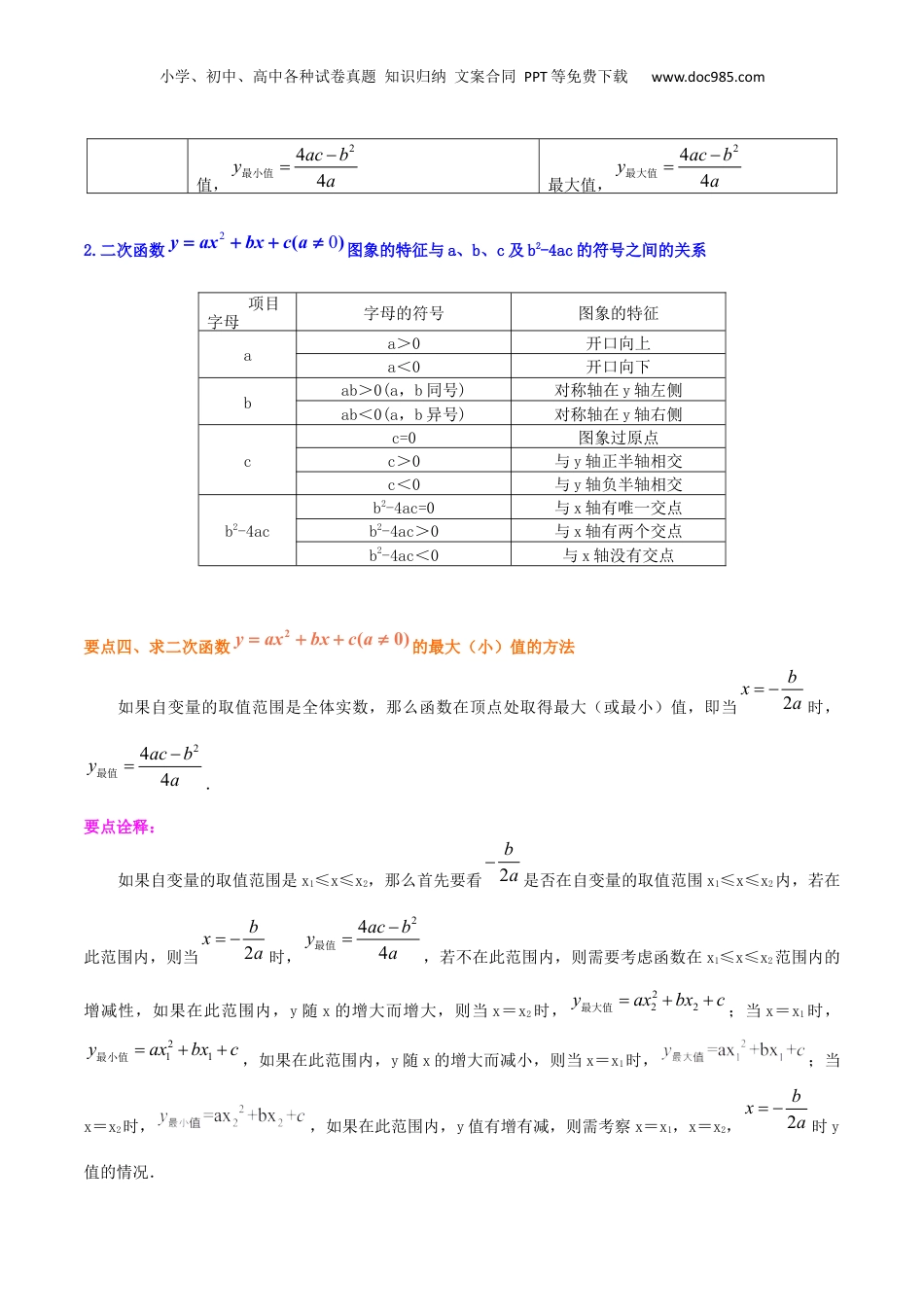 新9年级（八升九）-初中数学暑假衔接专题21  二次函数y=ax^2+bx+c的图像与性质（提高）-九年级数学暑假班精讲专题（沪教版）.docx