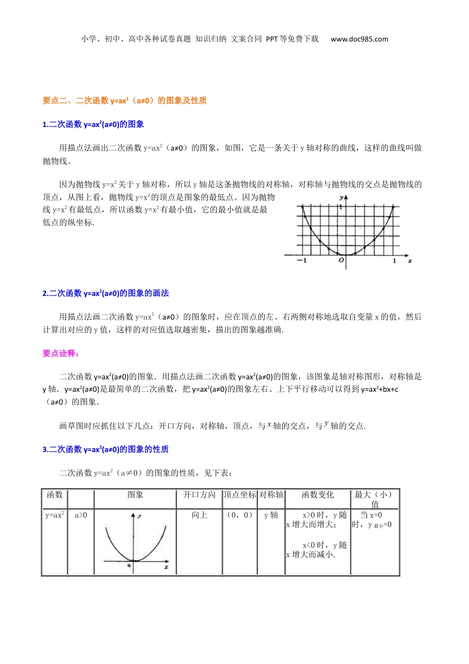 新9年级（八升九）-初中数学暑假衔接专题17  二次函数y=ax^2与y=ax^2+c图像与性质（提高）-九年级数学暑假班精讲专题（沪教版）.docx