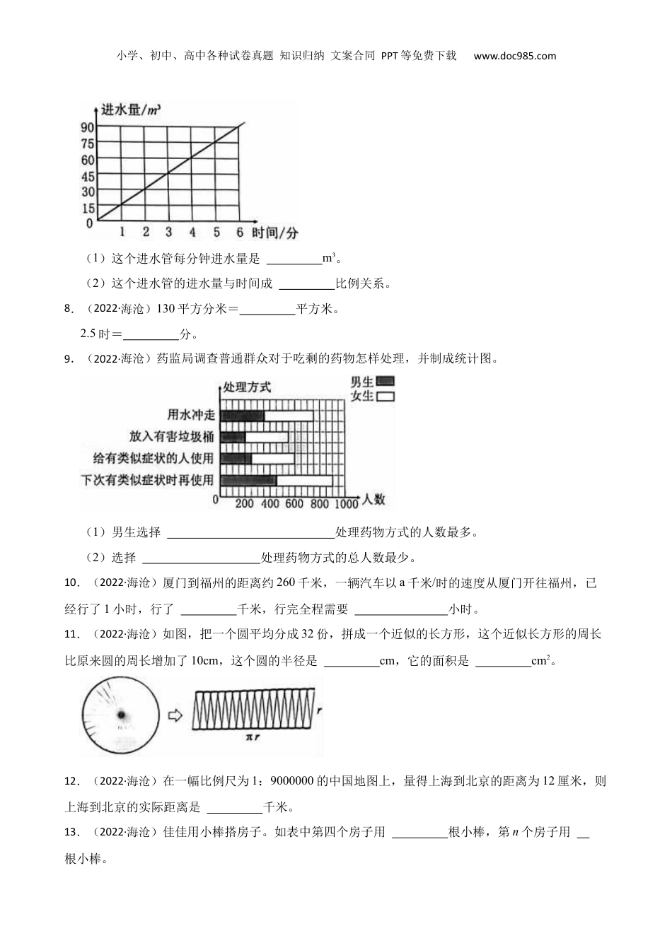 福建省厦门市海沧区2022年小升初数学试卷（b卷）(学生版).docx