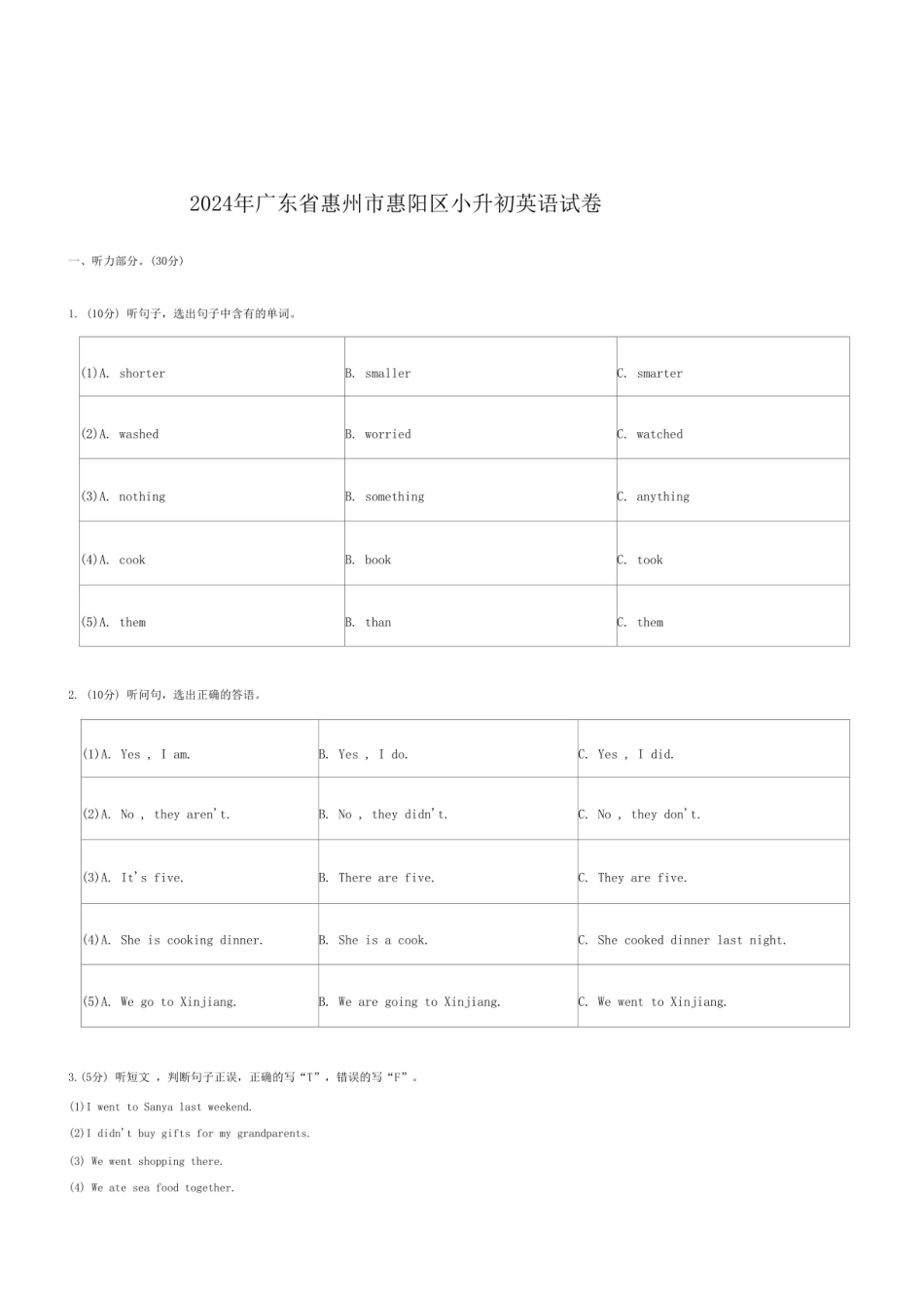 2024年广东省惠州市惠阳区小升初英语试卷.pdf