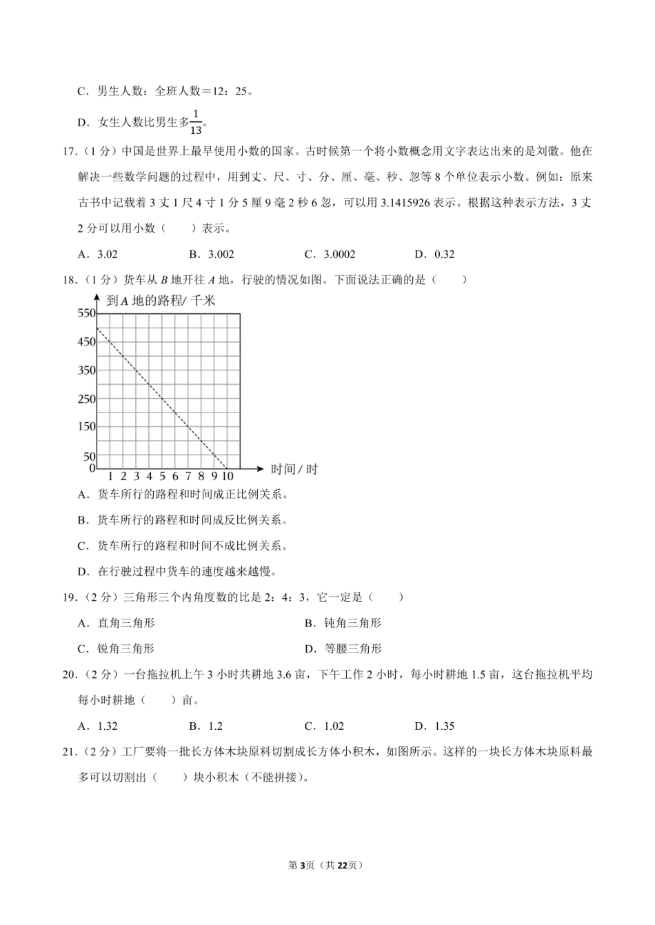 2024年山东省菏泽市曹县小升初数学试卷附答案解析.pdf