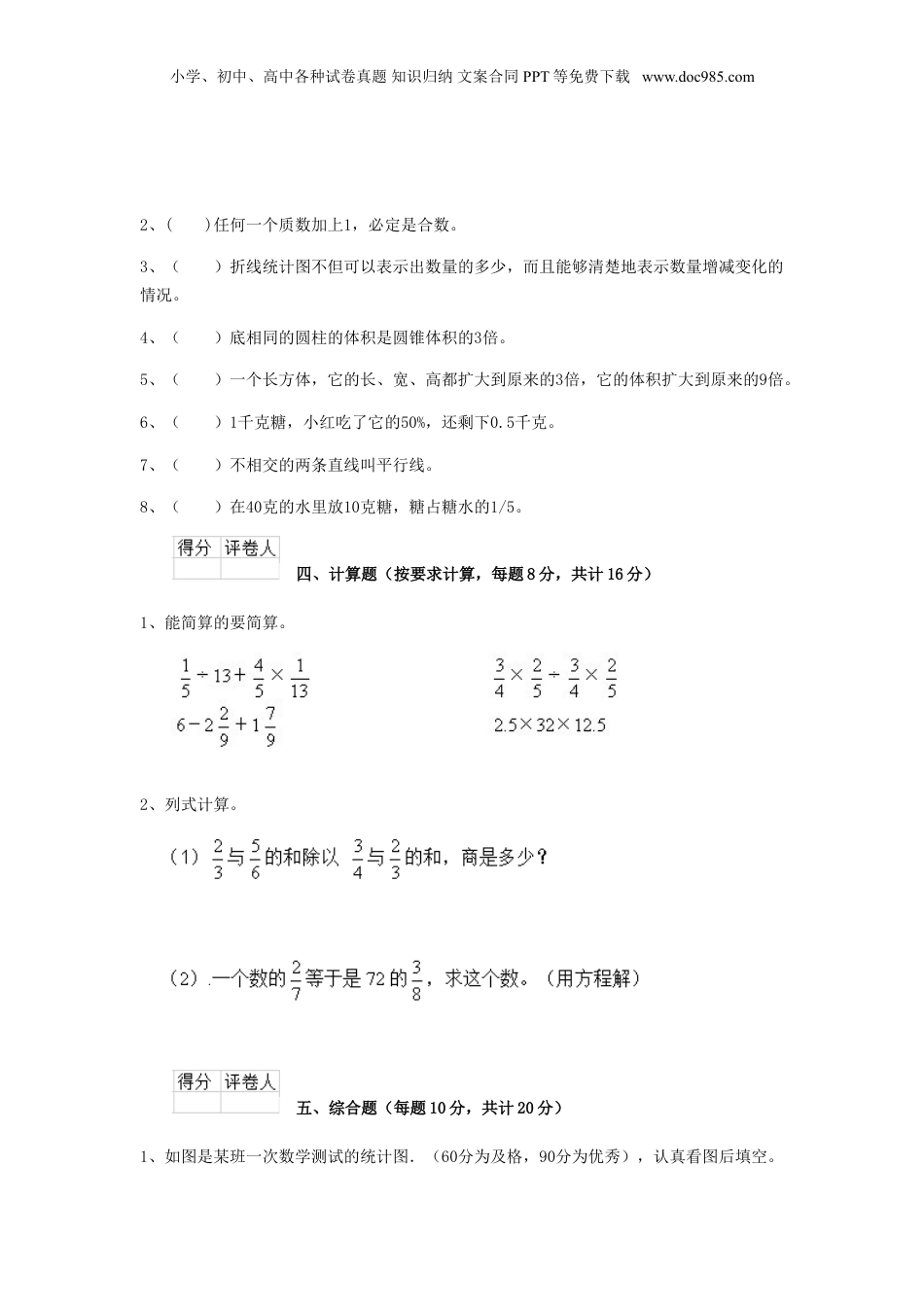 2020年江苏常州小升初数学真题及答案.doc