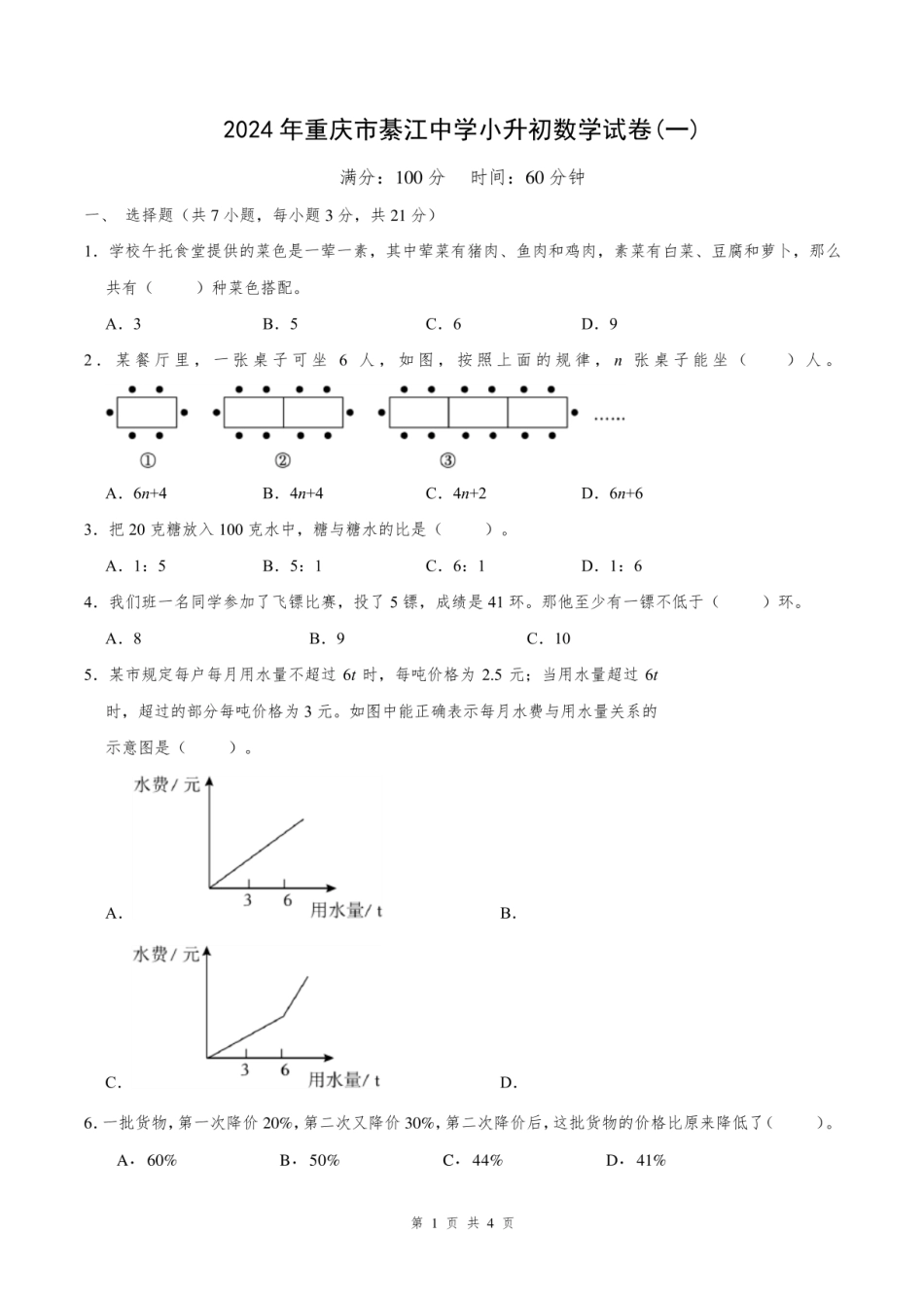 2024年重庆市綦江中学小升初数学试卷 .pdf