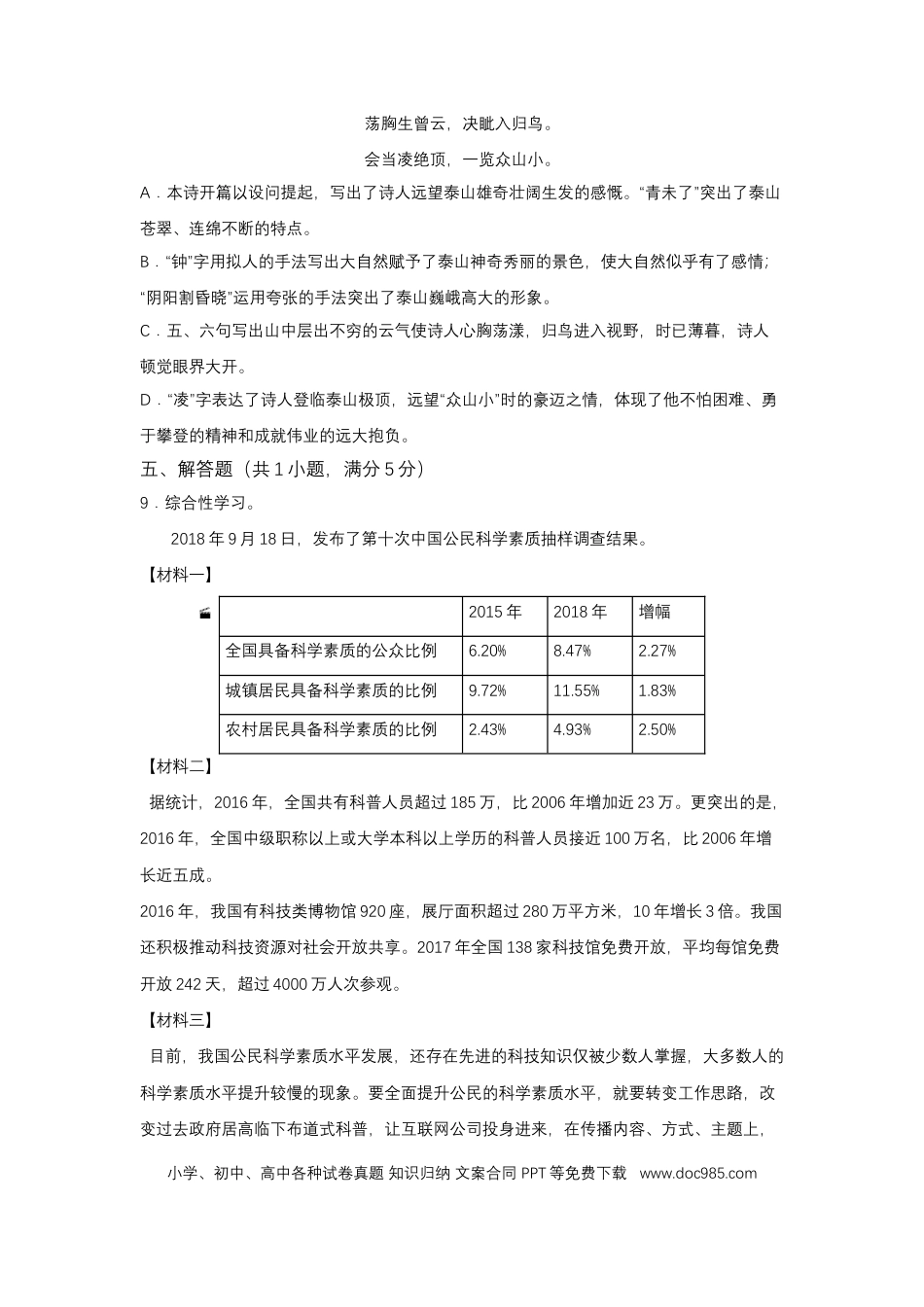 2019年辽宁省锦州市中考语文试题（空白卷）.docx