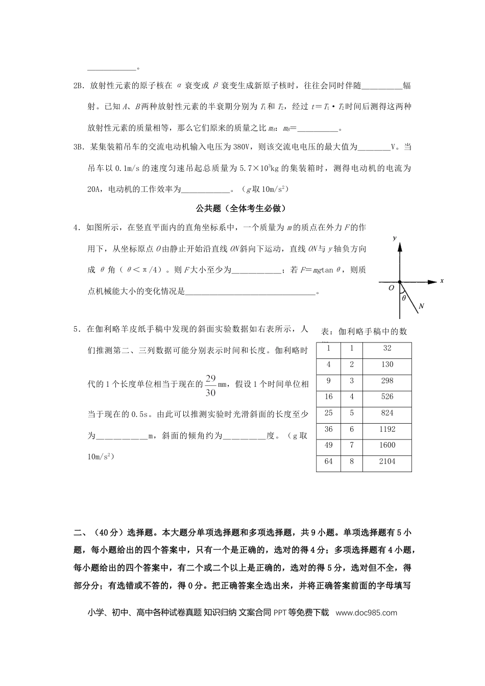 2008年上海高考物理真题（原卷版）.doc