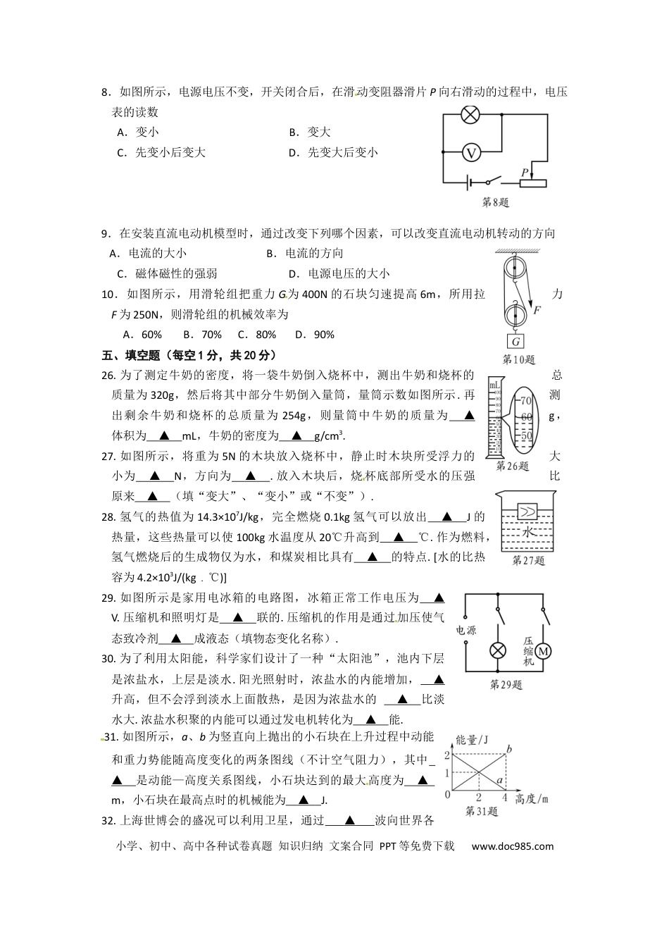 2010年徐州巿中考物理试题及答案.docx