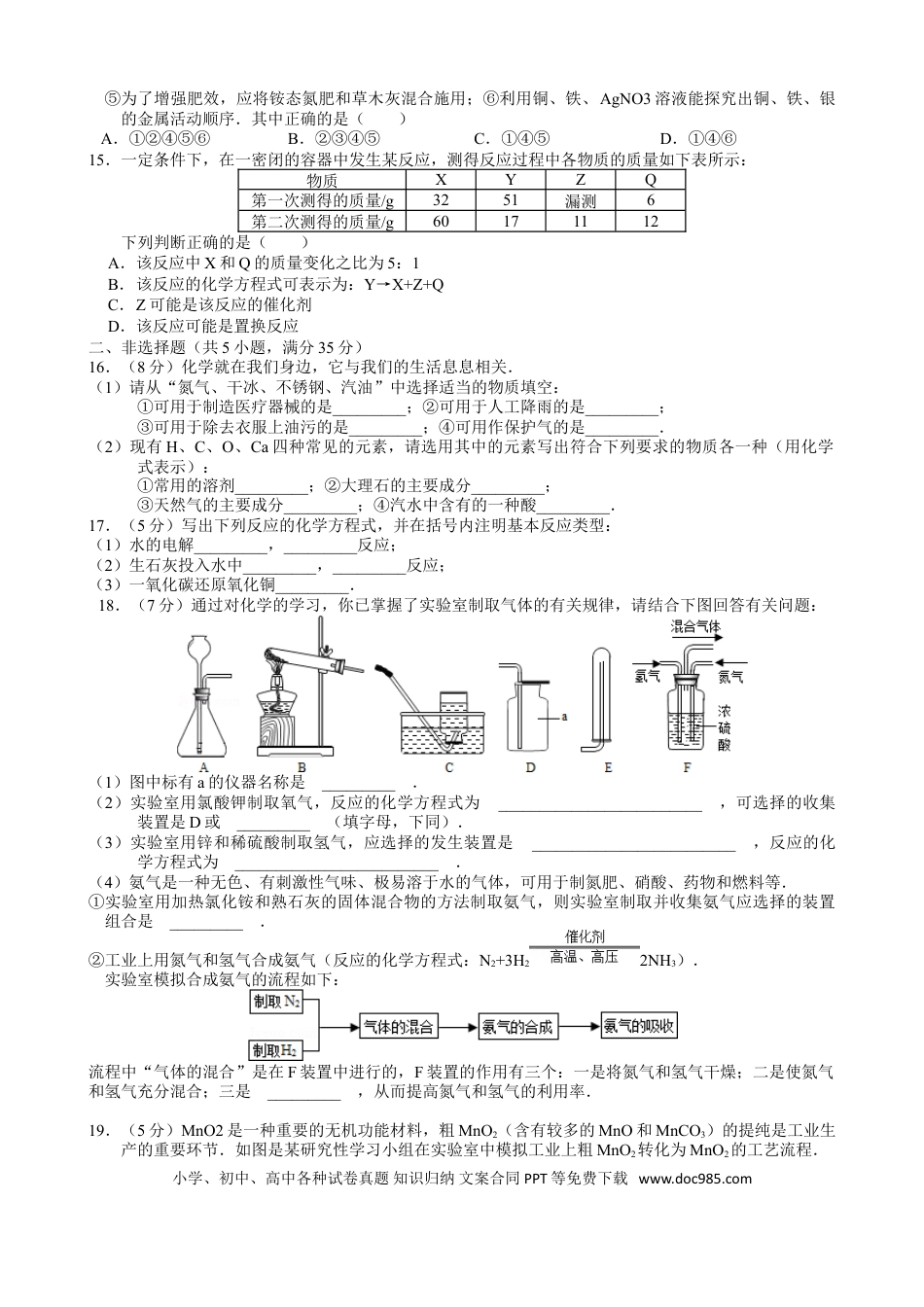 2012年江苏省无锡市中考化学试题及答案.doc