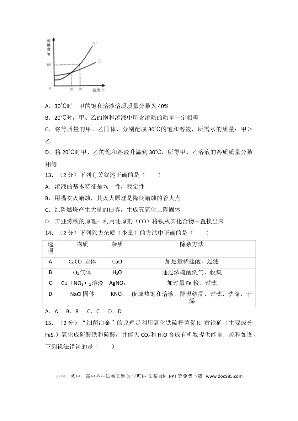 2017年江苏省泰州市中考化学试题及答案.doc
