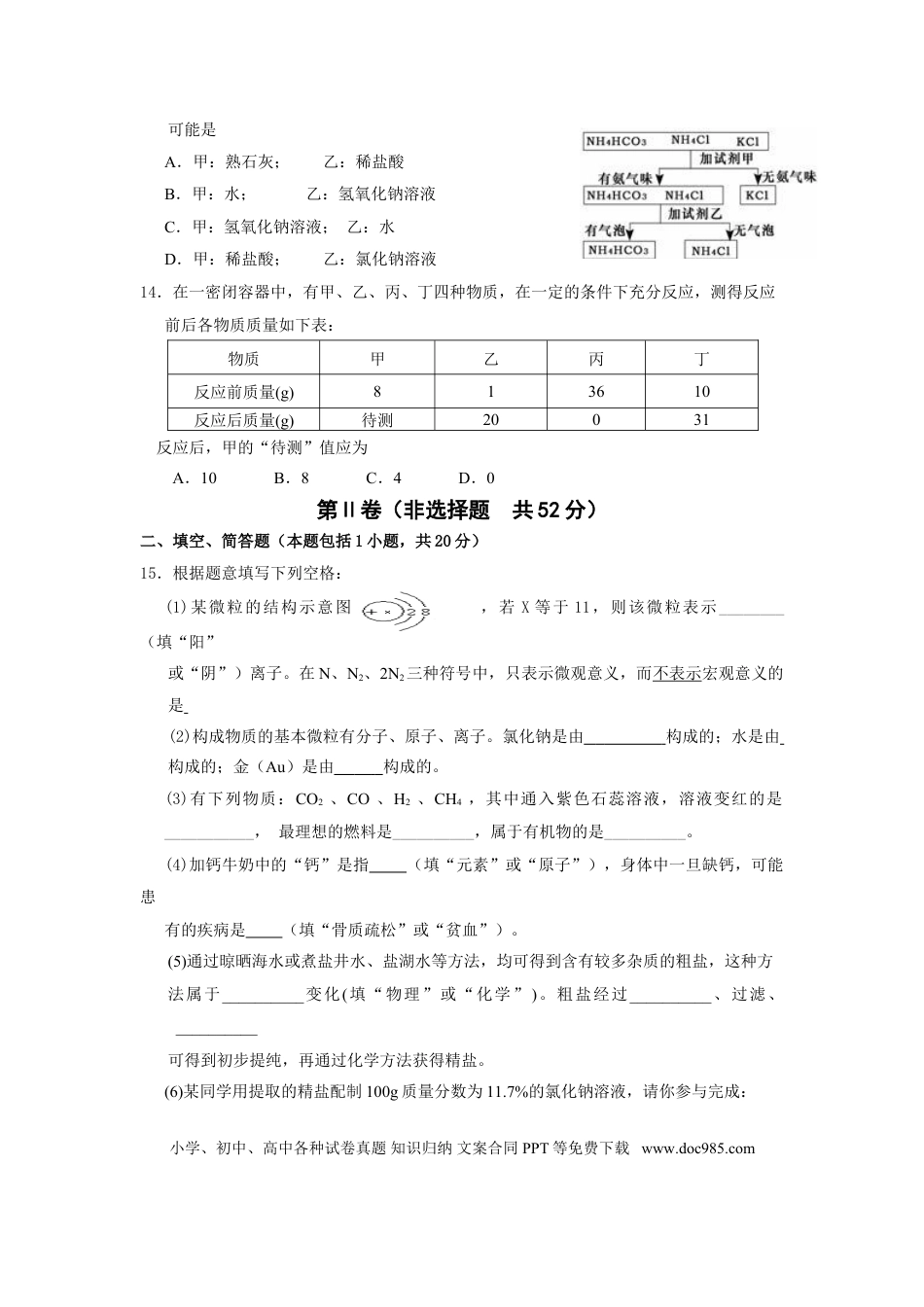 2011年江苏省宿迁市中考化学试题及答案.doc
