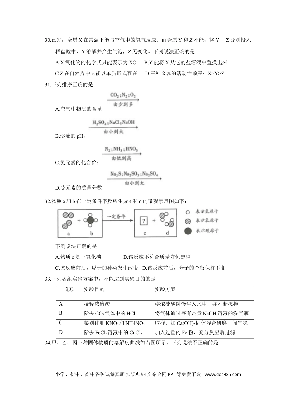 2018江苏连云港化学中考试题及答案.doc