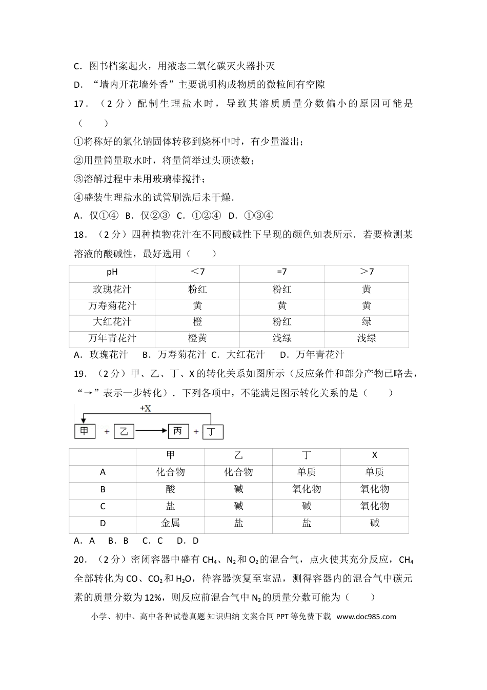 2016年江苏省常州市中考化学试卷及答案.doc