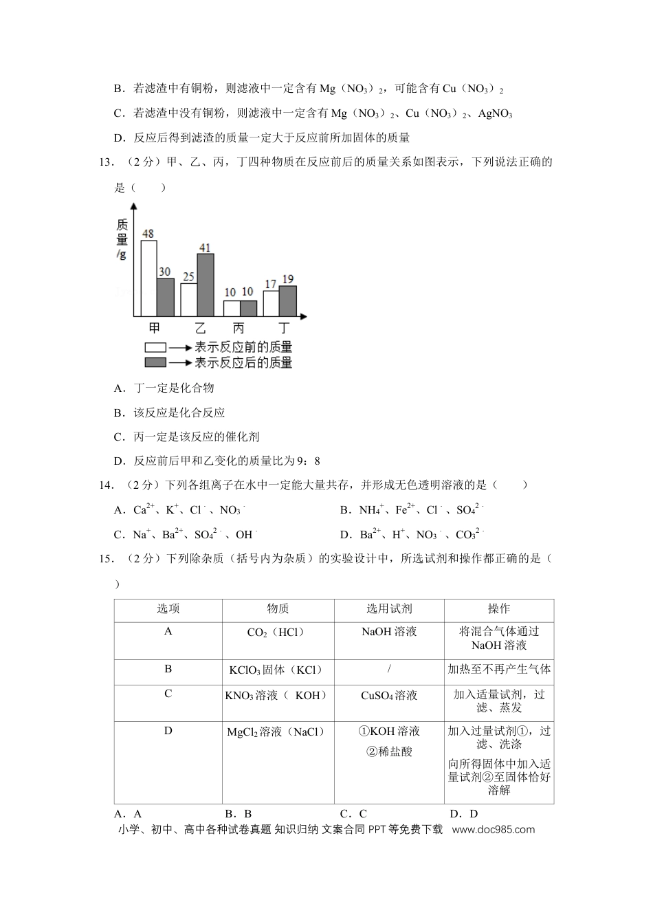 2018年辽宁省营口市中考化学试题（空白卷）.docx