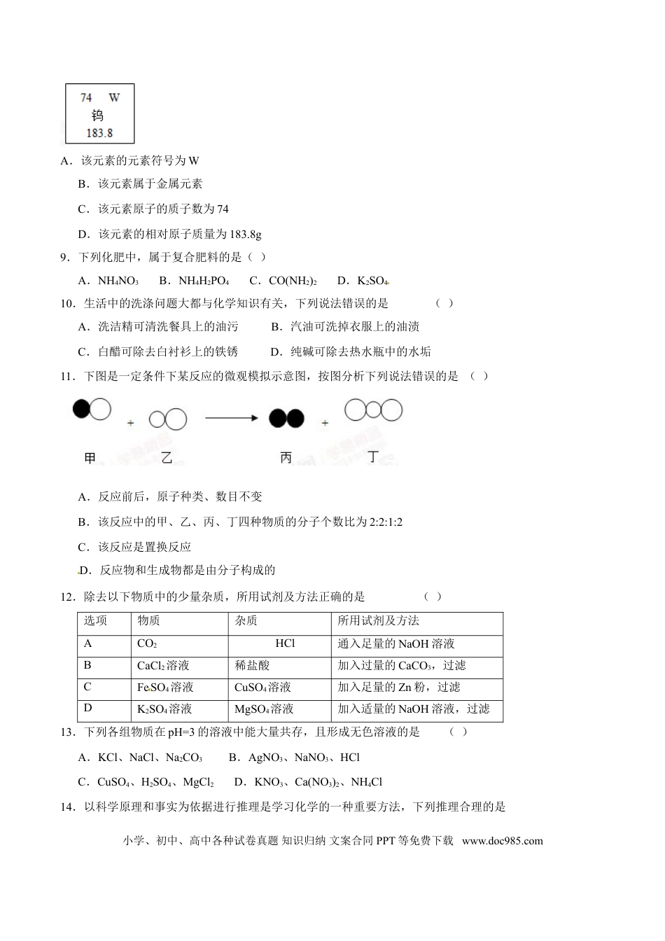 2015年辽宁省营口市中考化学试题（空白卷）.doc
