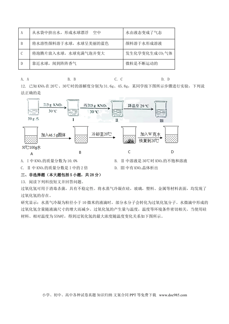 2022年安徽省中考化学真题（空白卷）.doc
