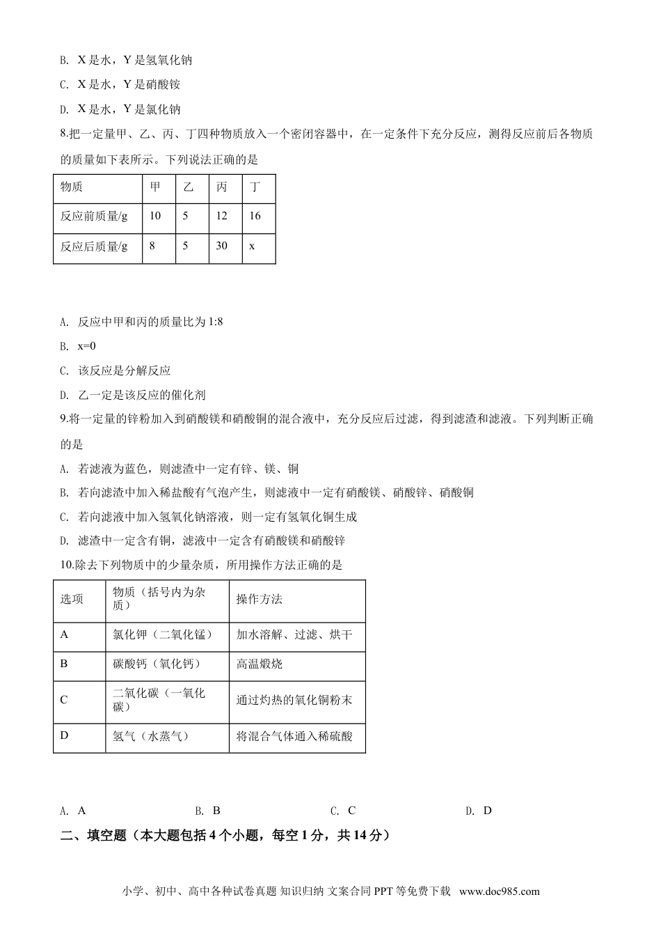 2020年辽宁省锦州市中考化学试题（空白卷）.doc