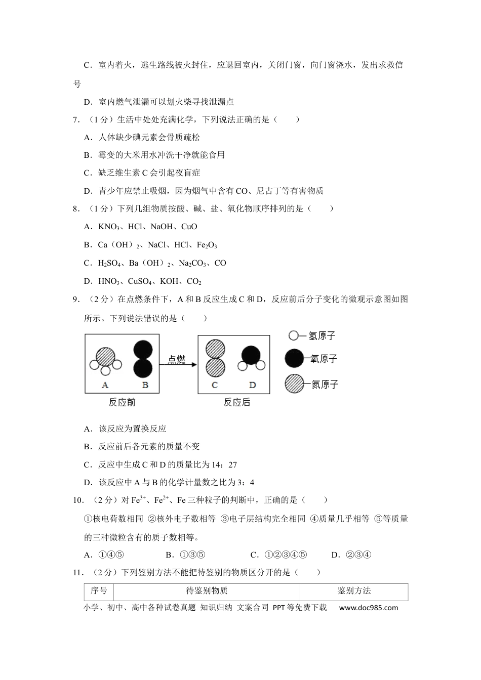 2015年辽宁省朝阳市中考化学试题（空白卷）.docx