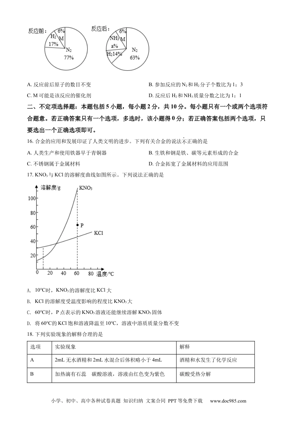 精品解析：2022年江苏省扬州市中考化学真题（原卷版）.docx