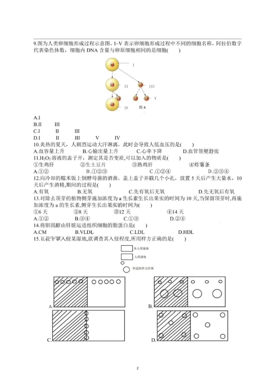 2020年上海高考生物真题及答案.pdf