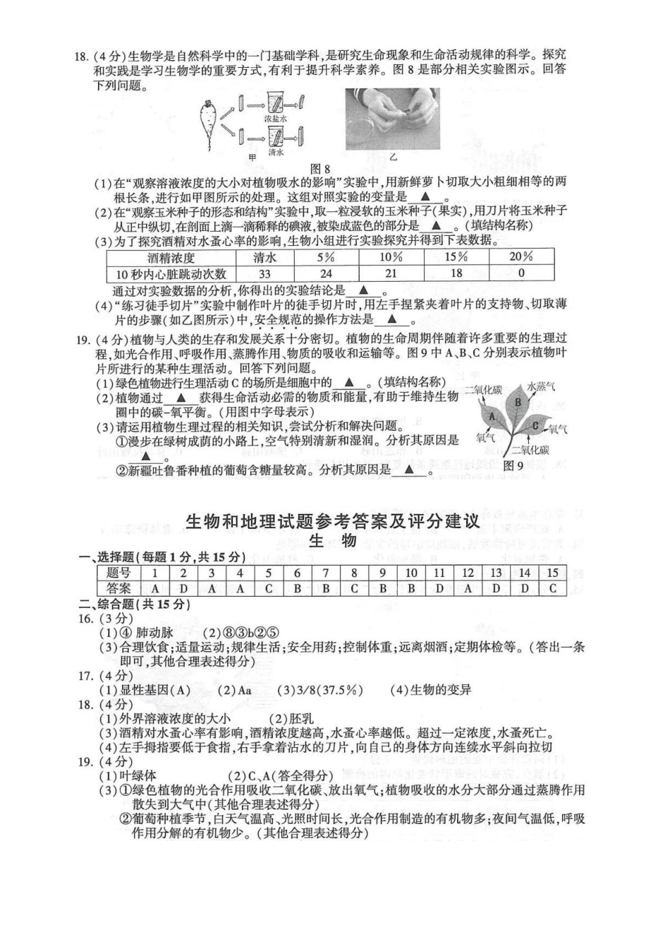 2023年江苏省连云港市中考生物真题_39611452.pdf