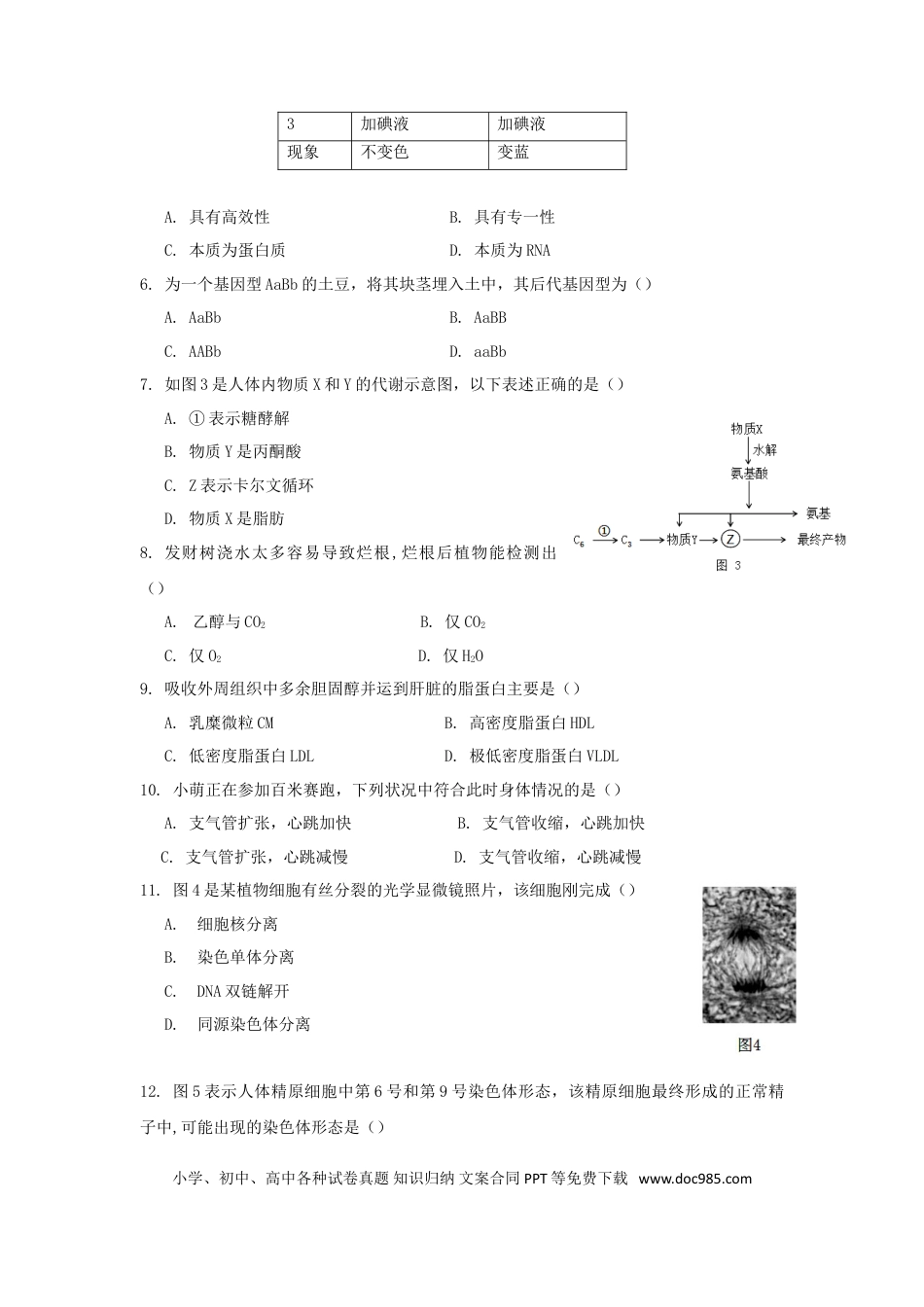 2018年上海高考生物真题及答案.doc