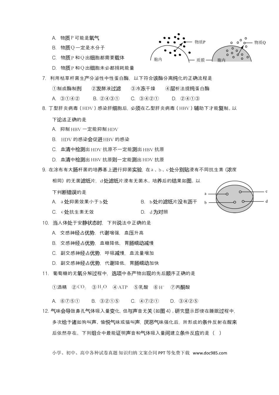 2015年上海高考生物真题及答案.doc