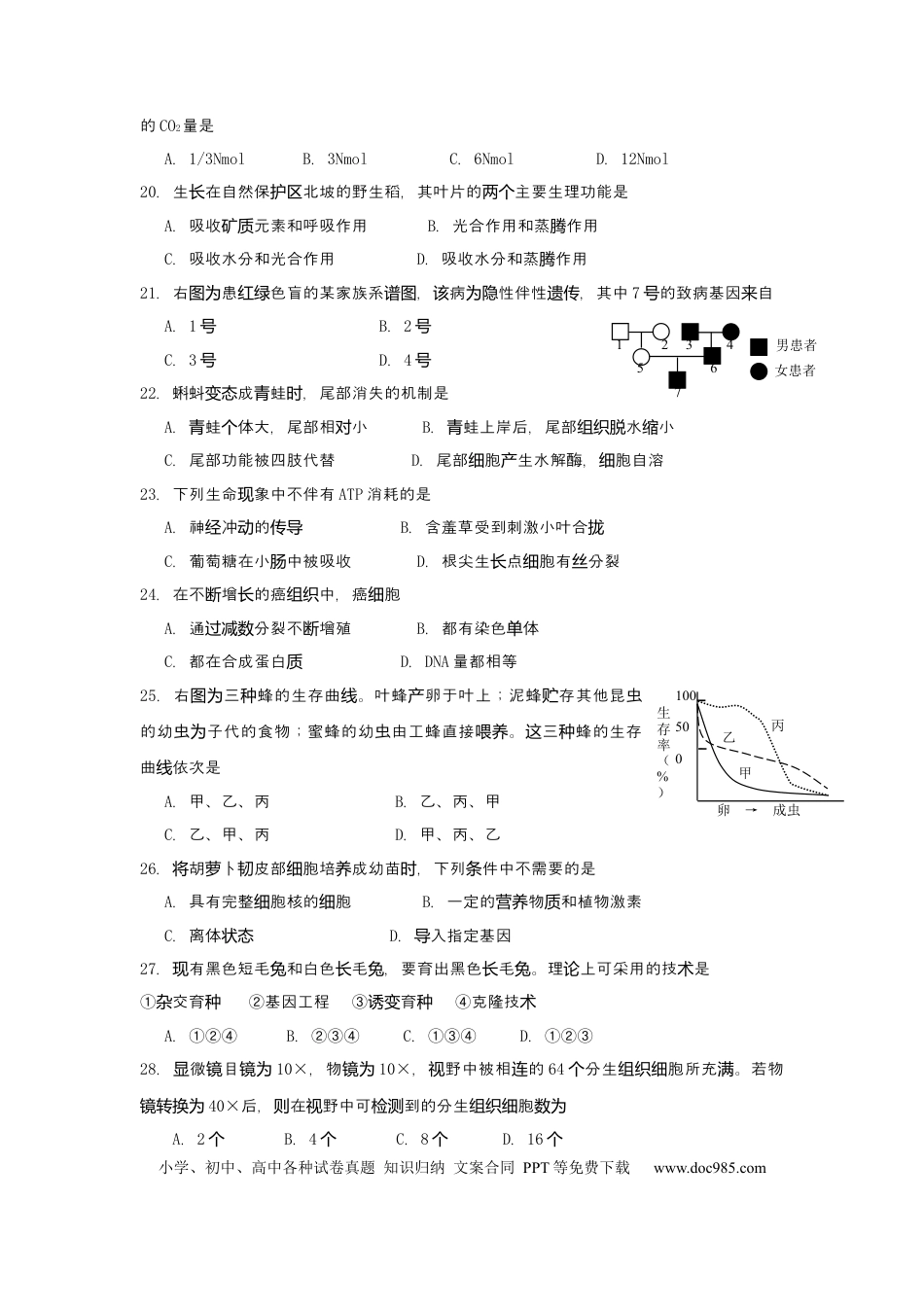 2005年上海高考生物真题及答案.docx
