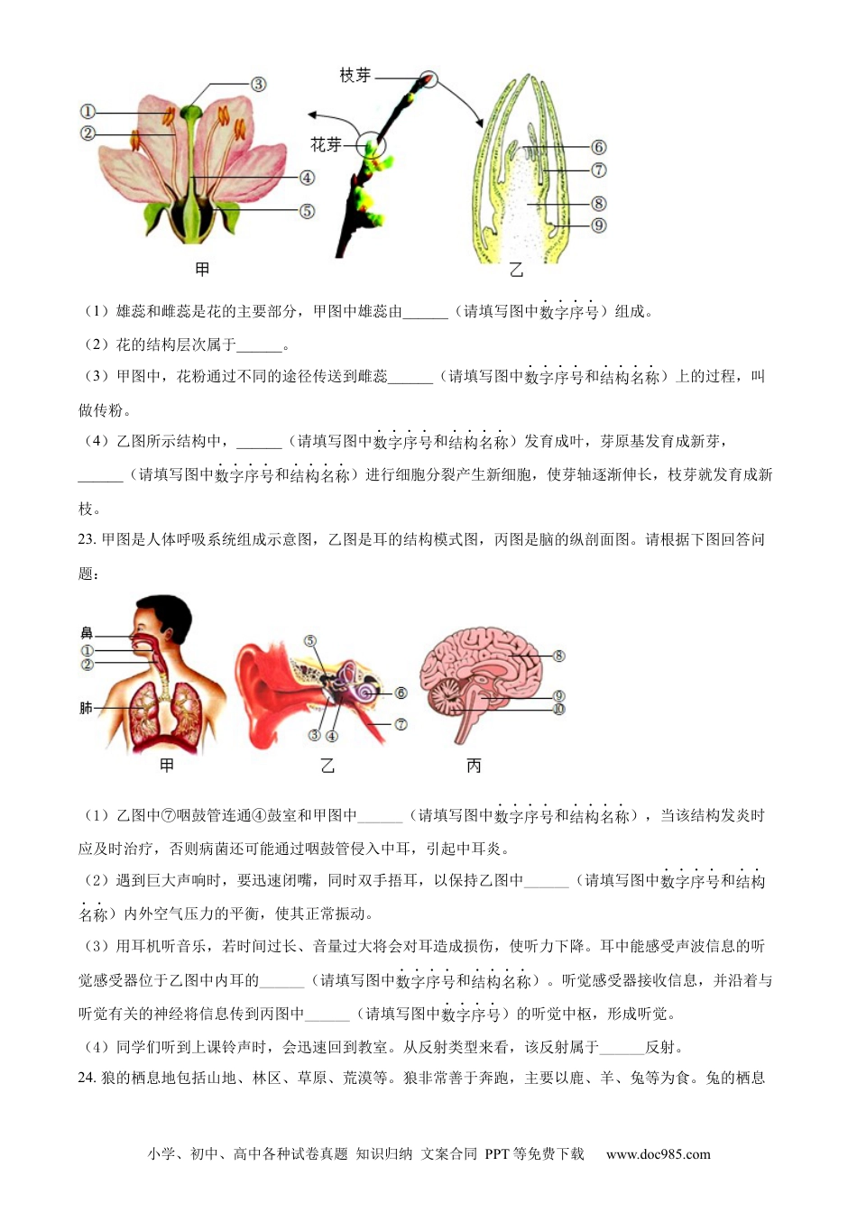 辽宁省沈阳市2021年中考生物真题（原卷版）.docx