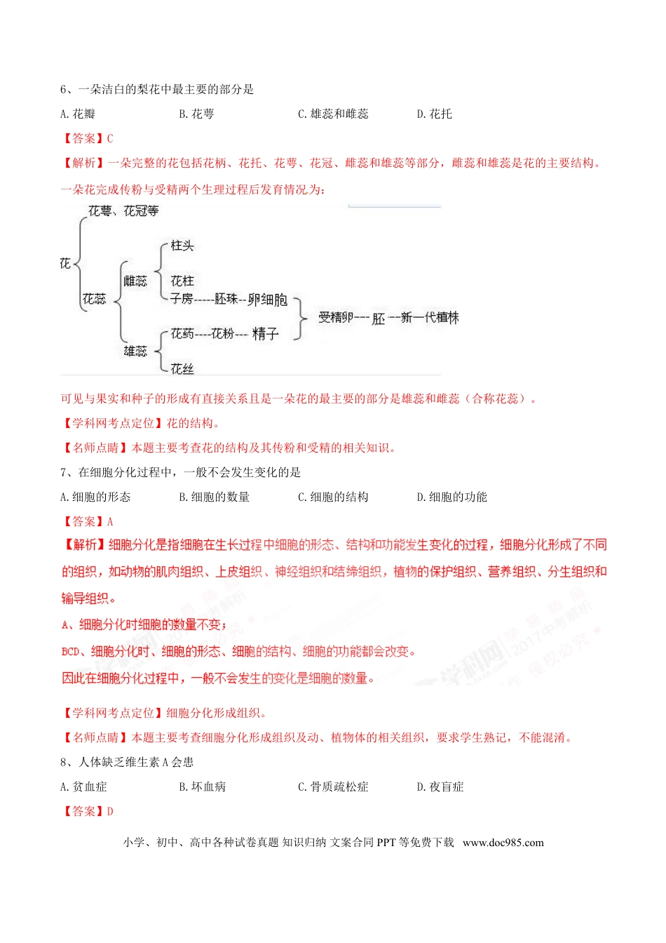2017年辽宁省鞍山市中考生物试题（解析）.doc