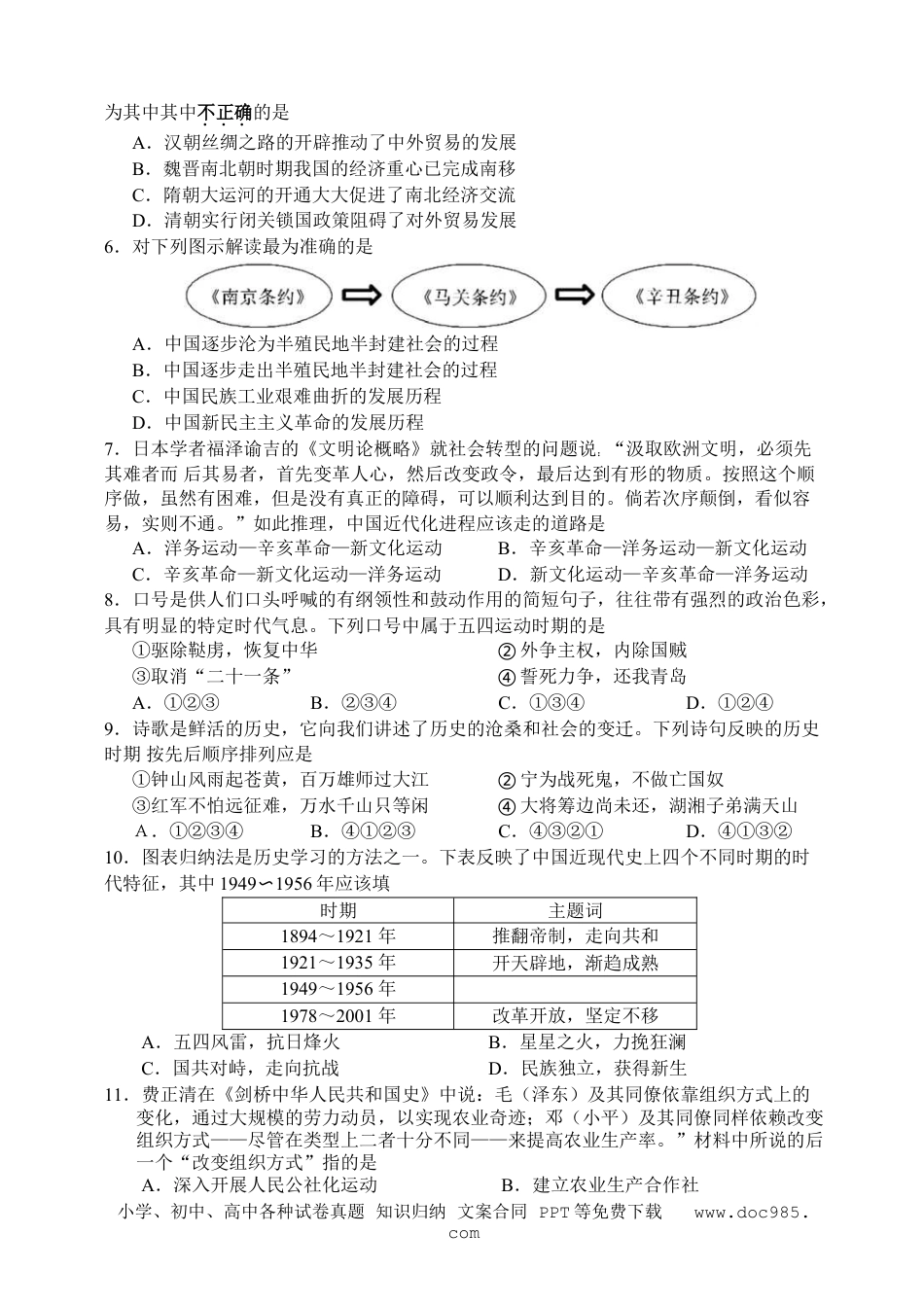 2012年江苏省苏州市中考历史试题及答案.doc