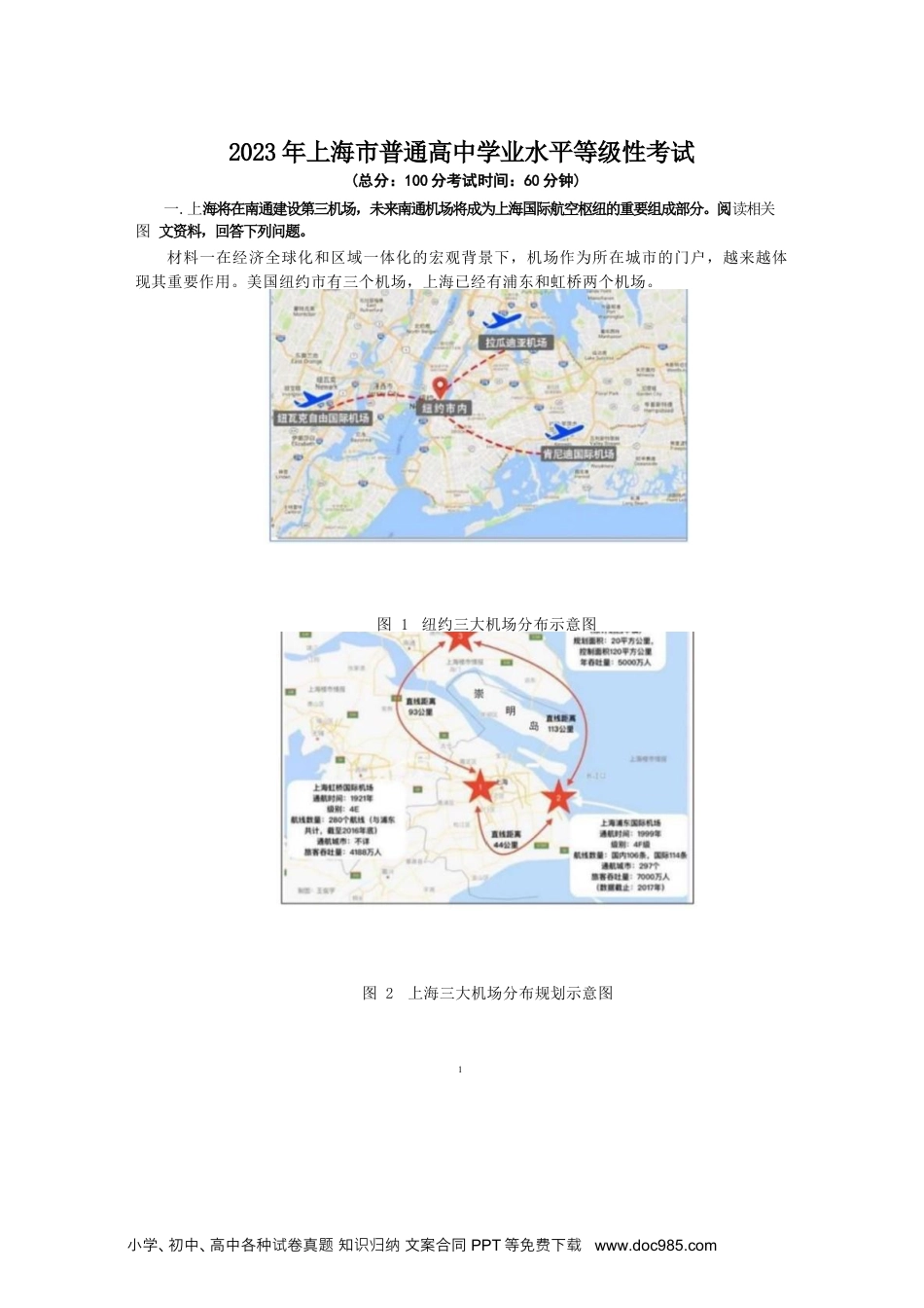 2023年上海高考地理真题（原卷版）.docx