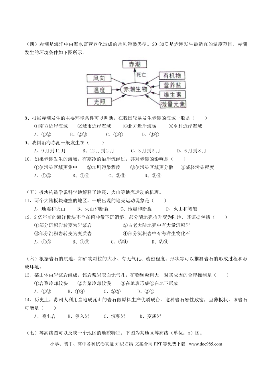 2015年上海高考地理真题（原卷版）.doc