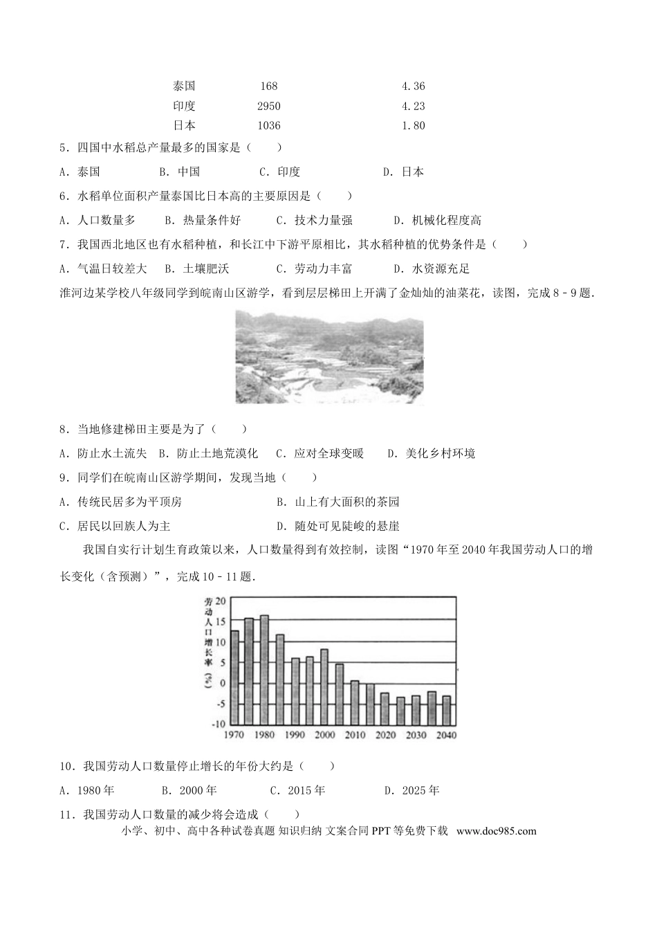 2016年安徽省桐城市中考地理真题（空白卷）.doc
